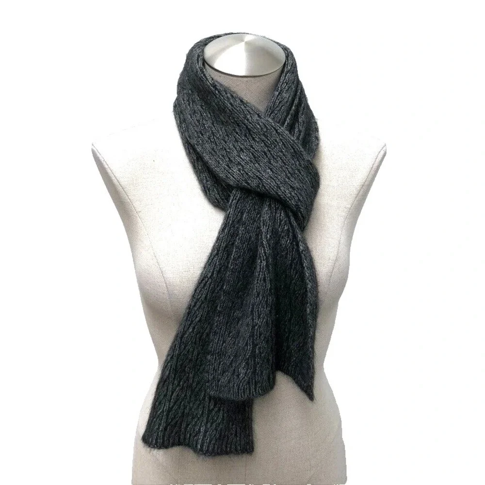 Koru Cable Knit Rectangle Scarf Unisex Gray Minimalist Classic Capsule Wardrobe